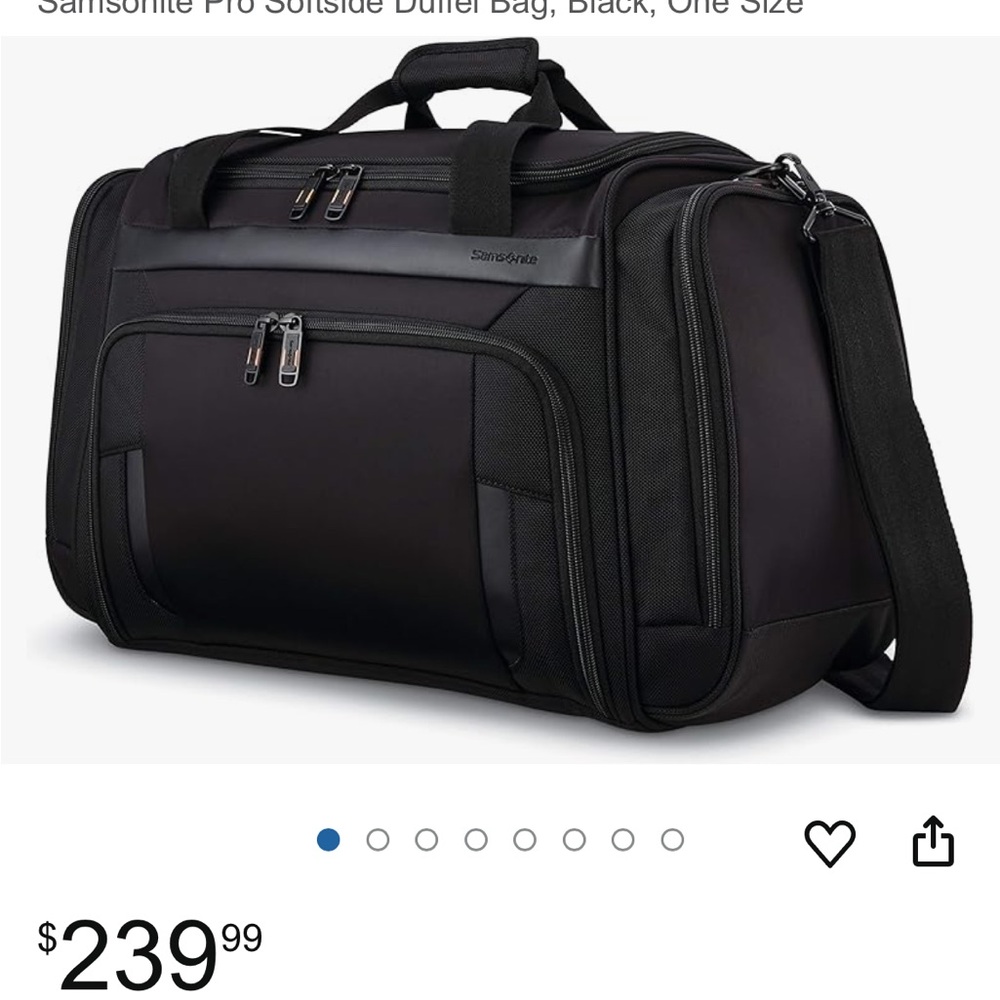 Samsonite Black Duffel Bag with Durable Fabric and Padded Handle